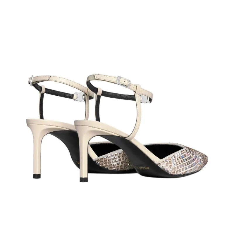 CELINE Kitten Slim Heel High Heels Women's Milk White-3