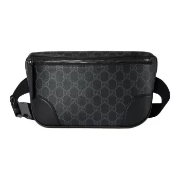 GUCCI GG Emblem Coated Material Fanny Pack Medium Size Men's Black