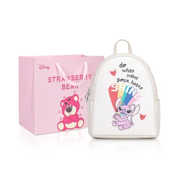 Disney Strawberry Bear Series PVC Polyvinyl Chloride Backpack Regular Unisex White/Black