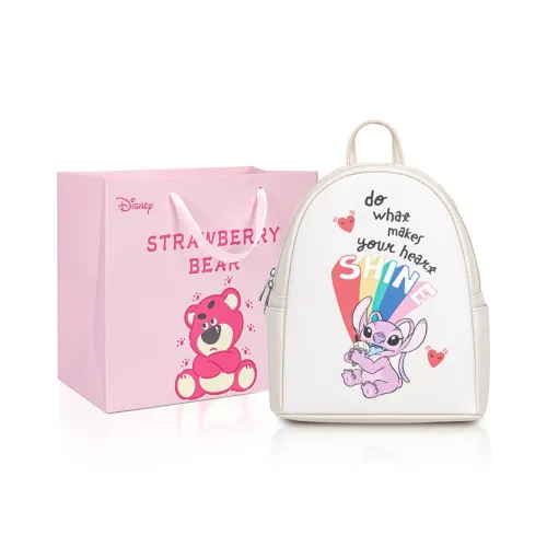 Disney Strawberry Bear Series PVC Polyvinyl Chloride Backpack Regular Unisex White/Black