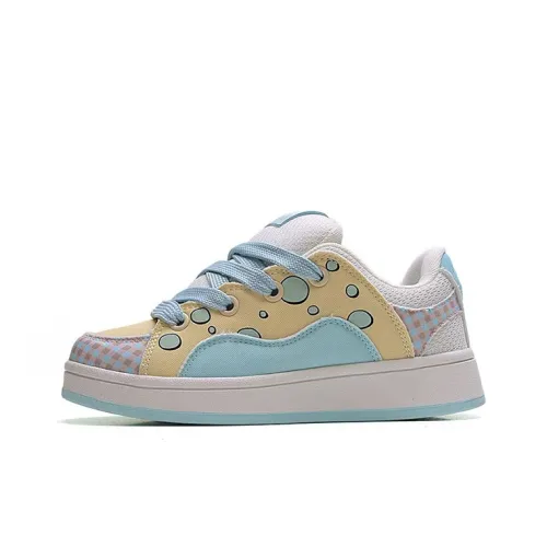 Anti-Slip And Wear-Resistant Lightweight Low-Top Skateboard Shoes Women's Bubbles Blue