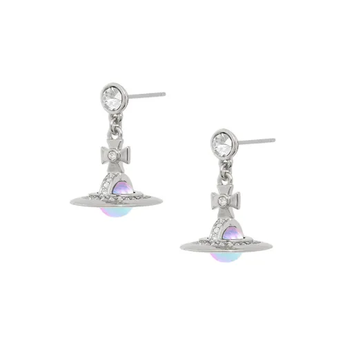 Vivienne Westwood Brass Aurora Ball Pendant Stud Earrings Women's Silver/Aurora