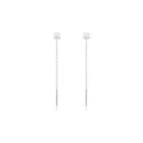 S999 Fine Silver Four-Leaf Clover Drop Earrings