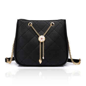 JUST STAR PU Bucket Bags Crossbody Bag Shoulder Bag Women's Black/White