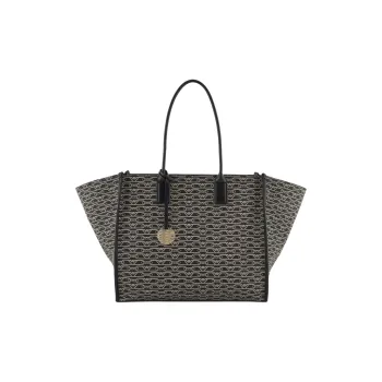 EMPORIO ARMANI Polyester Tote Bag Shopping Bag Shoulder Bag Handbag Medium Size Women's Black & Brown