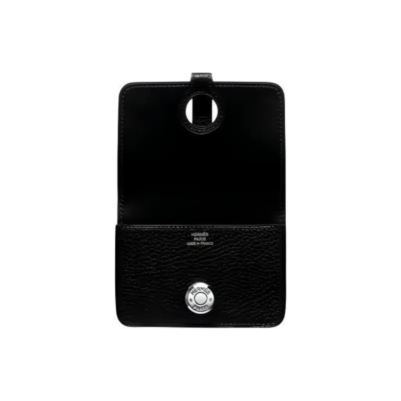 HERMES Dogon Togo Calfskin Wallets Card Holders Unisex Noir Black-1