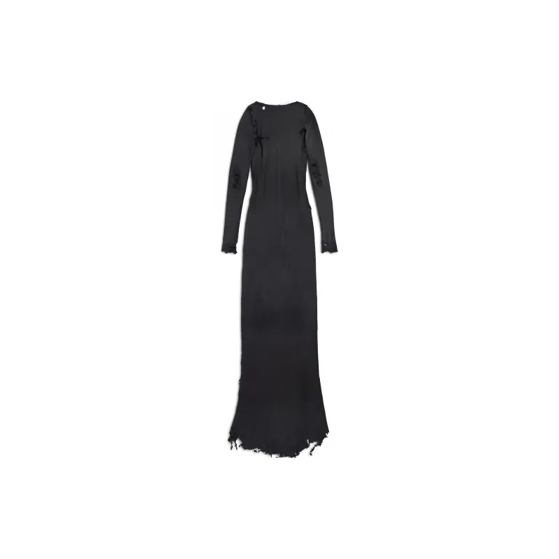 Balenciaga Long Sleeve Lingery Maxi Dress 'Washed Black'-1