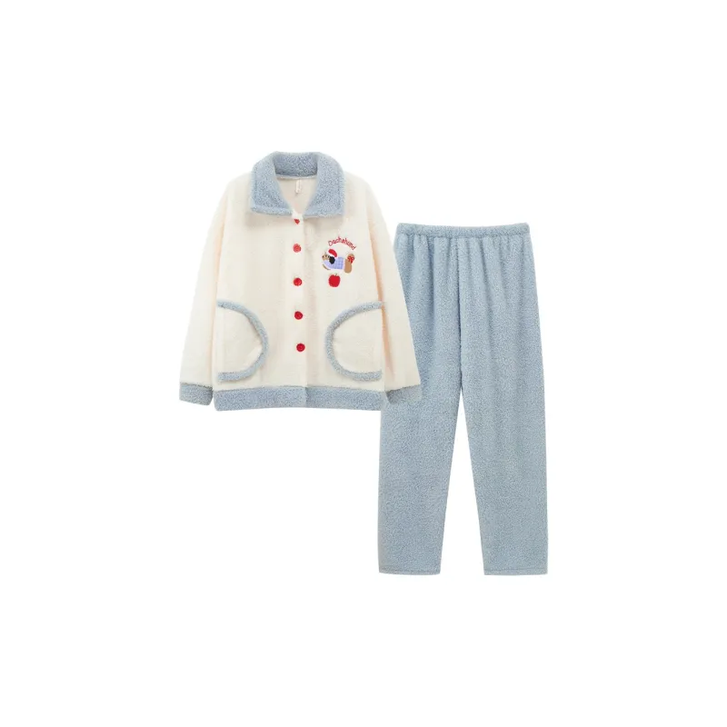 Sleeping Beauty Pajama Set Women's Apricot Blue-0