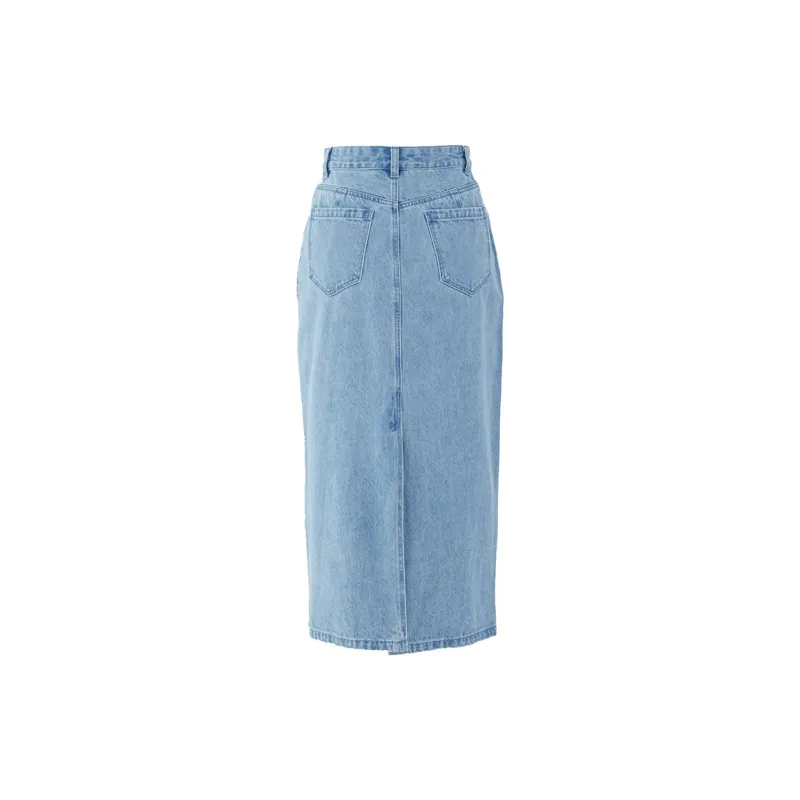 MASFER.SU Denim Long Skirts Women's Light Blue-1