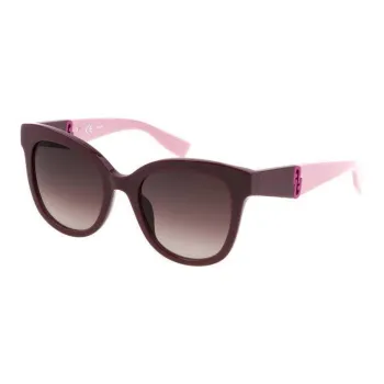 Furla Acetate Oval Sunglasses Women's Red Brown