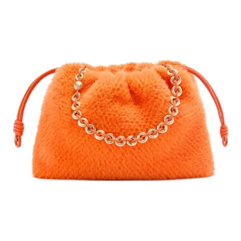 LOEWE Knitted Fabric One Shoulder Handbag Tubas Women's Orange