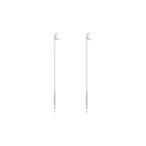 S999 Fine Silver Star Moon Drop Earrings