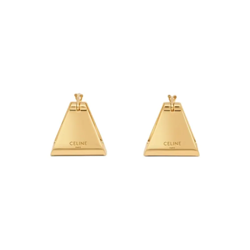 CELINE Formes Abstraites Pyramid Hoops In Brass With Gold Finish-1