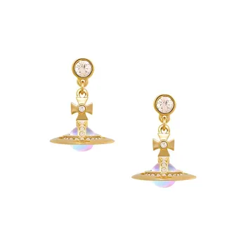 Vivienne Westwood Brass Aurora Ball Pendant Stud Earrings Women's Gold/Aurora