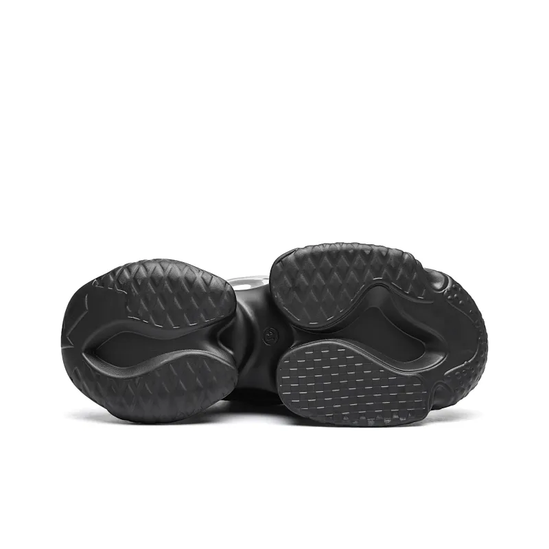 MVA Anti Slip Wear Resistant Breathable Impact Resistant Lightweight Warm Low Top Chunky Sneakers Unisex Black White-4