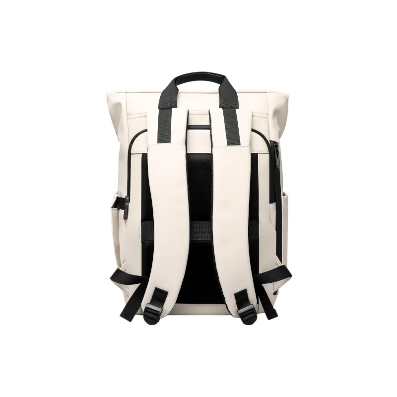 BOPAI Fabric, Synthetic Leather Backpack Unisex Black/Ideal White/Sand Lime-2