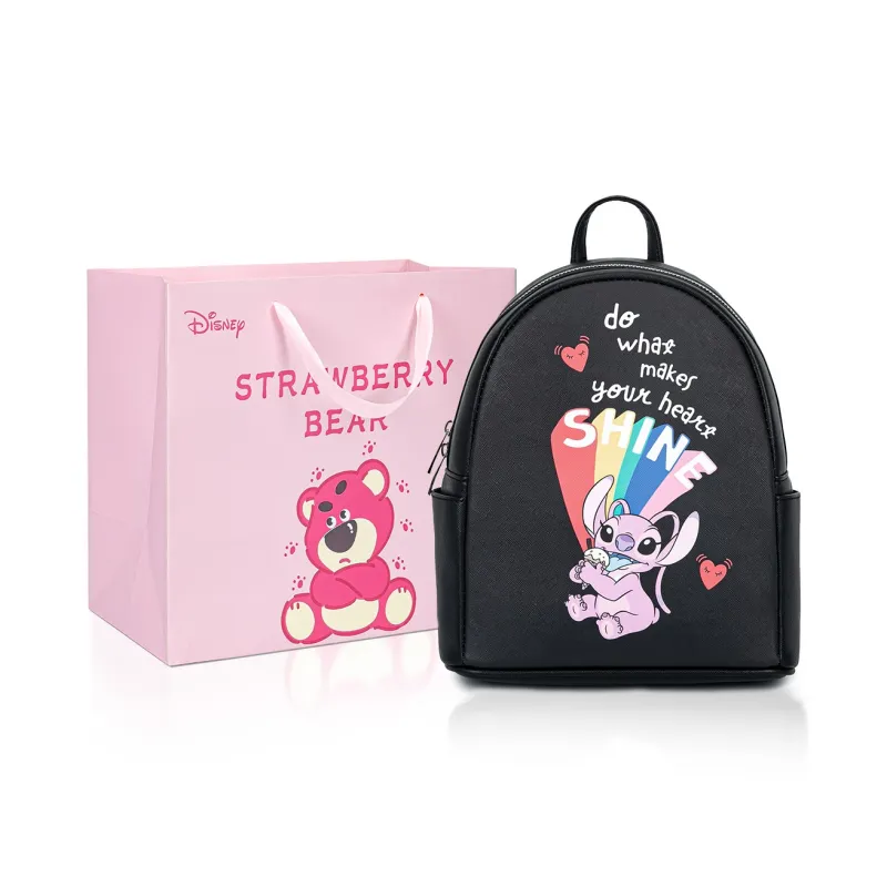 Disney Strawberry Bear Series PVC Polyvinyl Chloride Backpack Regular Unisex White/Black-5