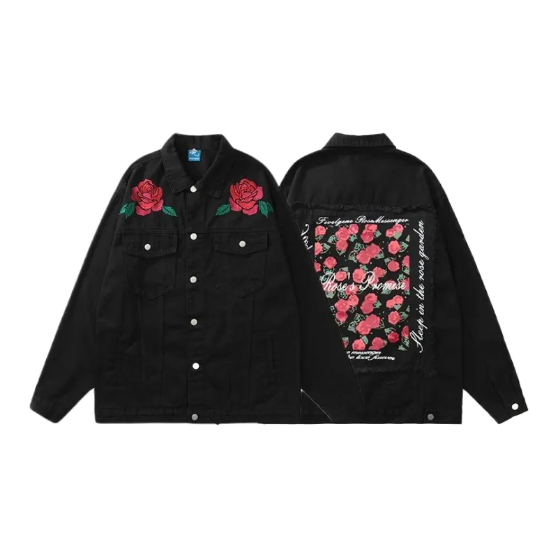 KUNZHUDAXIANG Denim Jacket Unisex Secret Night Black-2