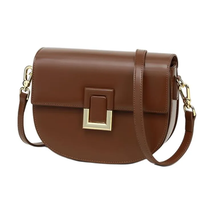 Kevin Cohen Cow Leather With Synthetic Leather Crossbody Bag, Saddle Bag, Shoulder Bag Regular Women's Caramel-1