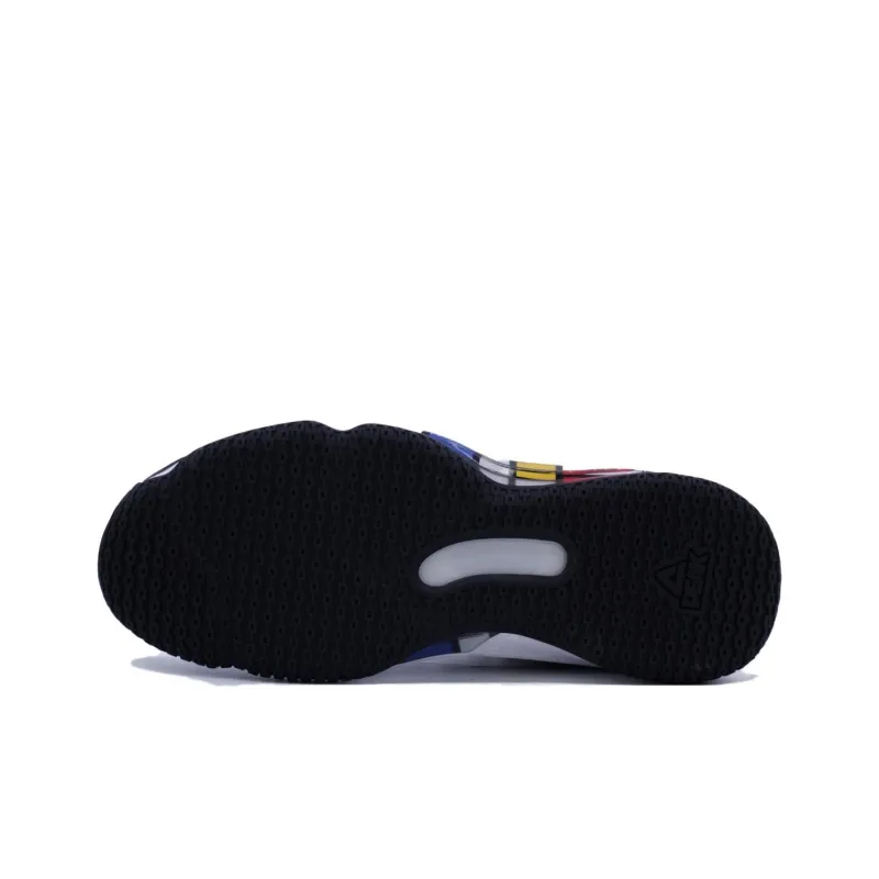 PEAK Durable Cushioning Low Top Basketball Shoes Men's White Black Red-3