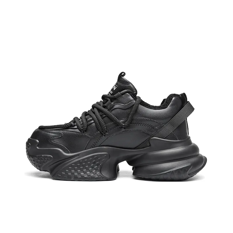 MVA Anti Slip Wear Resistant Breathable Impact Resistant Lightweight Warm Low Top Chunky Sneakers Unisex Black White-3