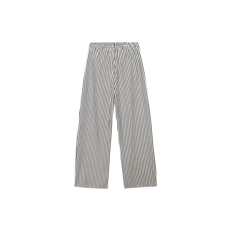 CHARM PICK Casual Pants Women's Black White Stripes-1