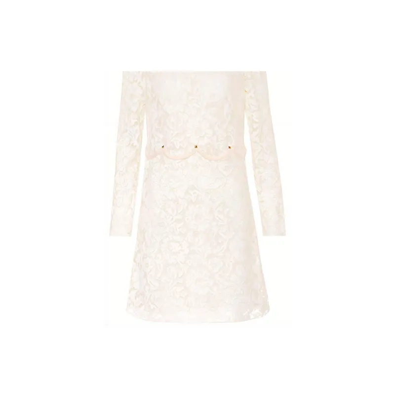 Valentino Long Sleeved Dresses Women's White-4