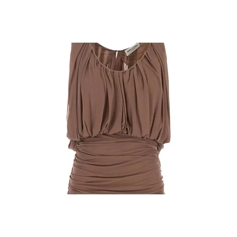SAINT LAURENT Draped Sleeveless Dress-4