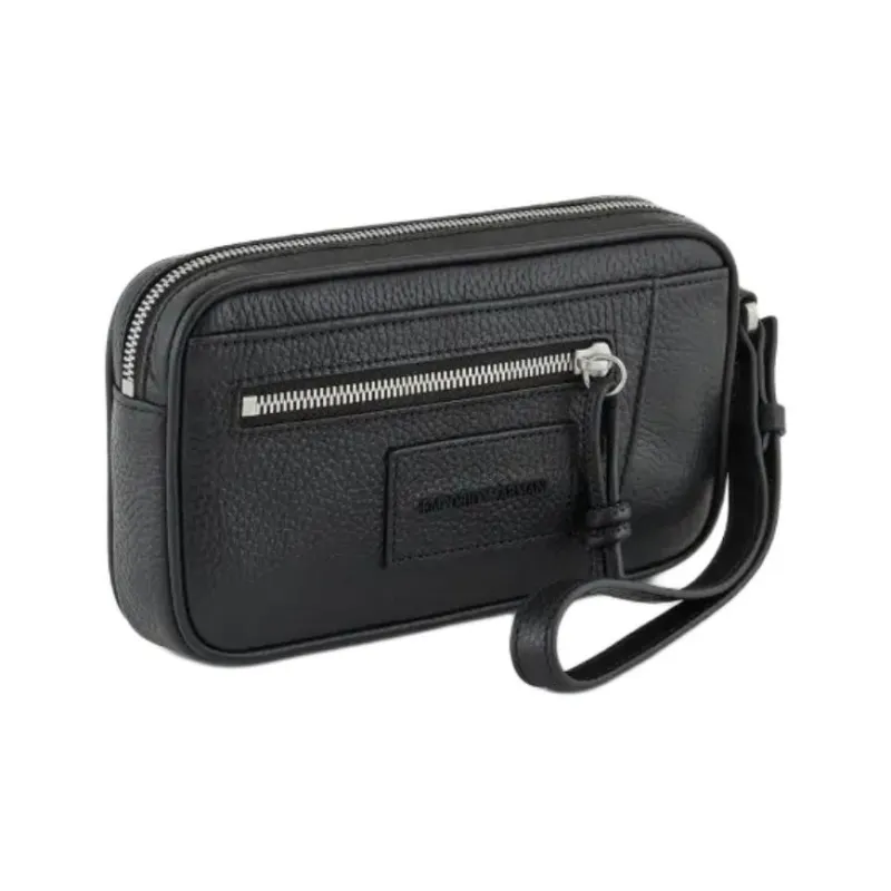 EMPORIO ARMANI Cow Leather Clutch Men's Black-1