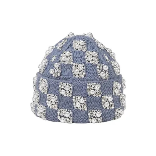 LOUIS VUITTON Wool, Glass Pearl, Rhinestone Beanies Men's Light Blue