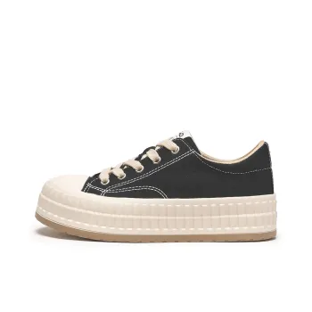 Hotwind Canvas Shoes Women's Low Top 01 Black/03 Beige