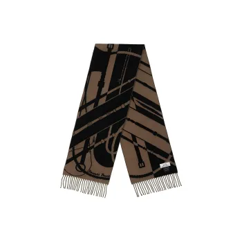 HERMES Knit Scarves Unisex Brown