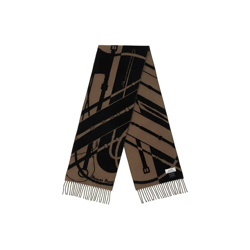 HERMES Knit Scarves Unisex Brown-0