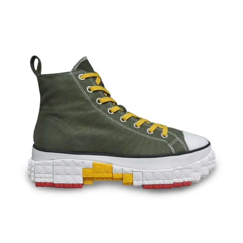 Ccilu Building Blocks Shoes Lightweight Height Increasing High Top Canvas Shoes Unisex GREENPLAX-23