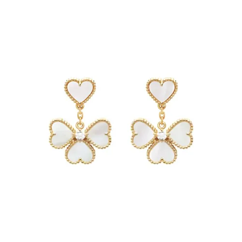 Van Cleef & Arpels Mother Of Pearl Earrings Women's Gold