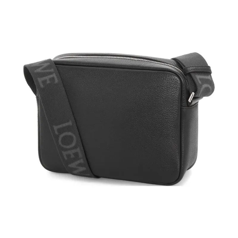 LOEWE Grain Calfskin Messenger Bag, Crossbody Bag, Shoulder Bag Mini Men's Black-1