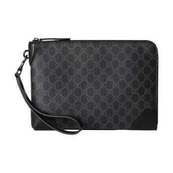 GUCCI GG Emblem Coated Material Clutch Small Size Men's Black