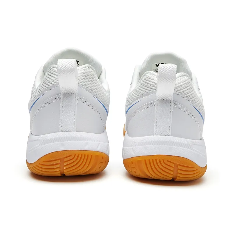 VOIT Cushioning Slip Resistant Breathable Support Rebound Low Top Badminton Shoes Unisex White Blue-4