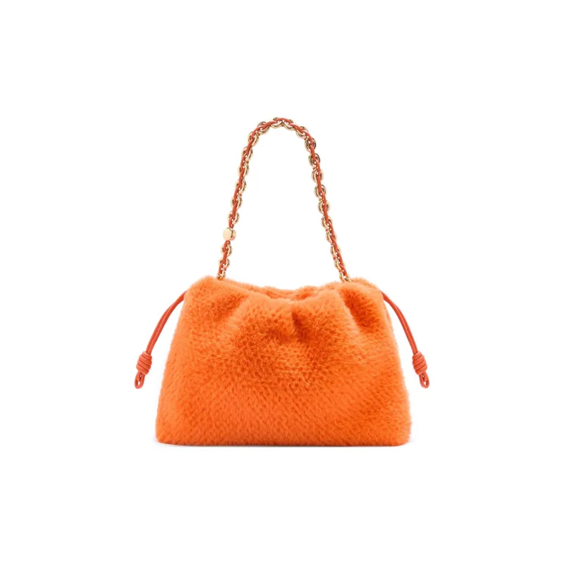 LOEWE Knitted Fabric One Shoulder Handbag Tubas Women's Orange-1
