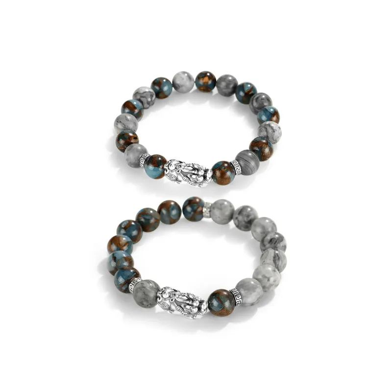 Zeroline Map Stone Bracelets Unisex-3