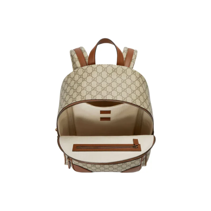 GUCCI GG Emblem Coated Canvas Backpack Medium Size Men's Beige & Dark Brown-4