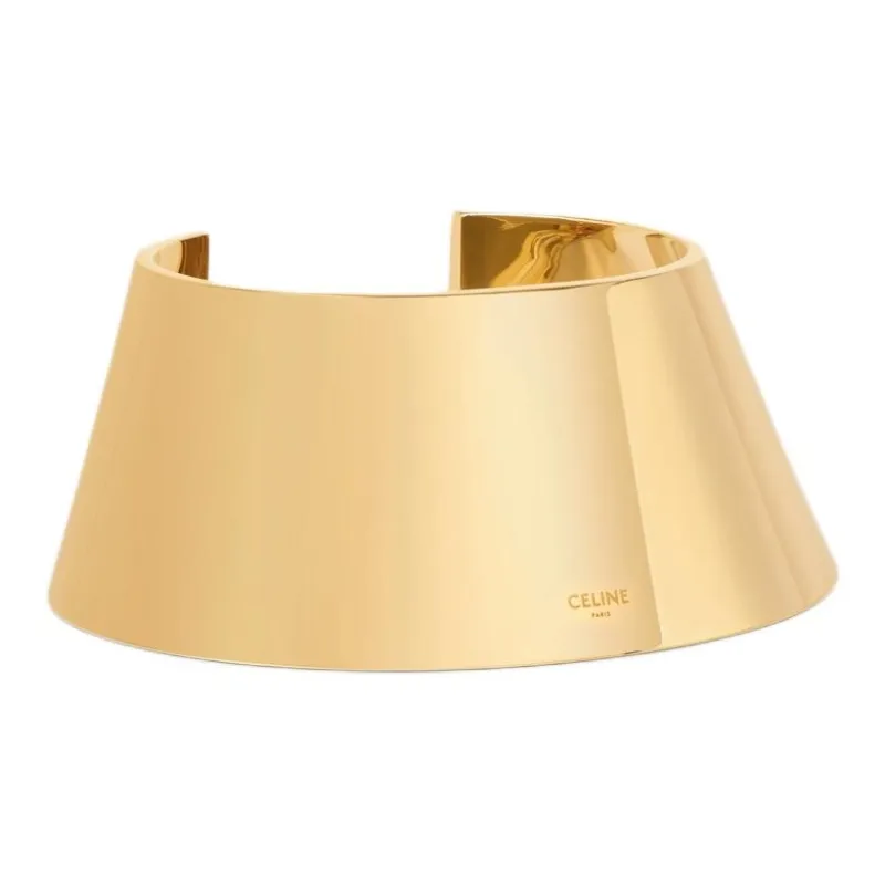 CELINE Formes Abstraites Pyramid Cuff In Brass With Gold Finish-1