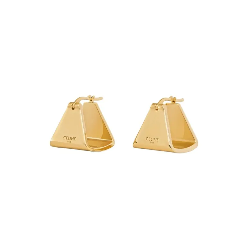 CELINE Formes Abstraites Pyramid Hoops In Brass With Gold Finish-2
