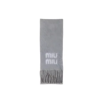 MIU MIU Wool, Mohair, Fabric Knit Scarves Unisex Gray