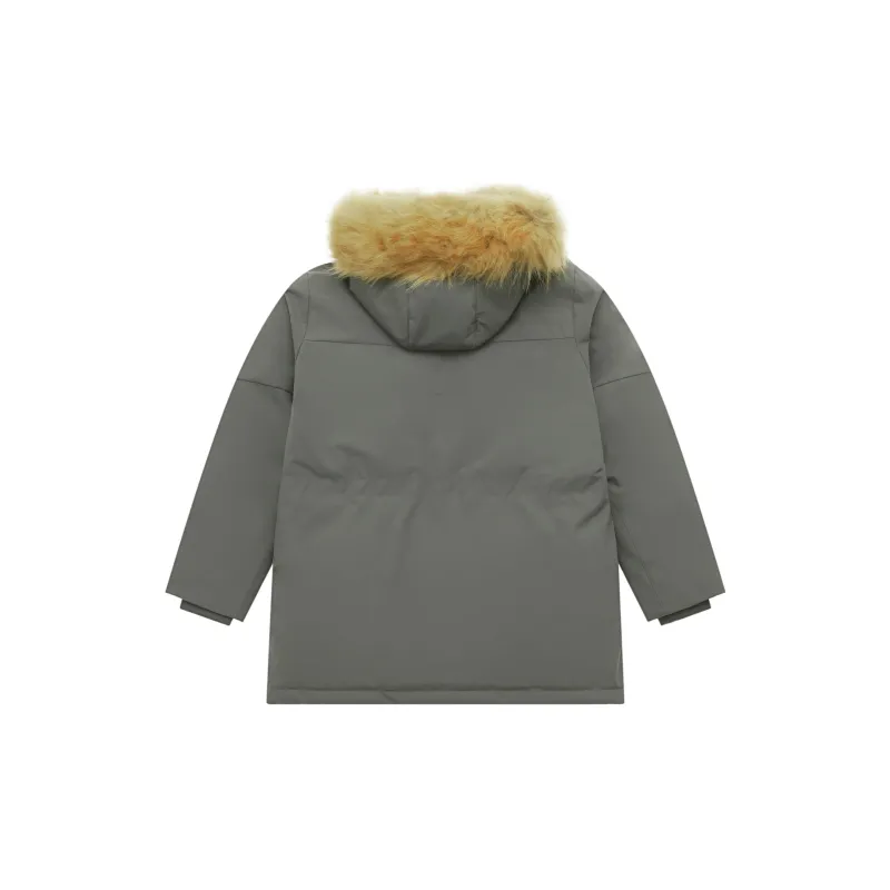 New Balance Classic Sports Mid Length Parka Hooded Duck Down Jacket Unisex Black Gray-1