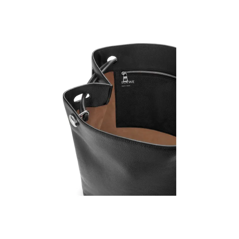 LOEWE Soft Grain Calfskin Crescent Bag Shoulder Bag Men's Black-4