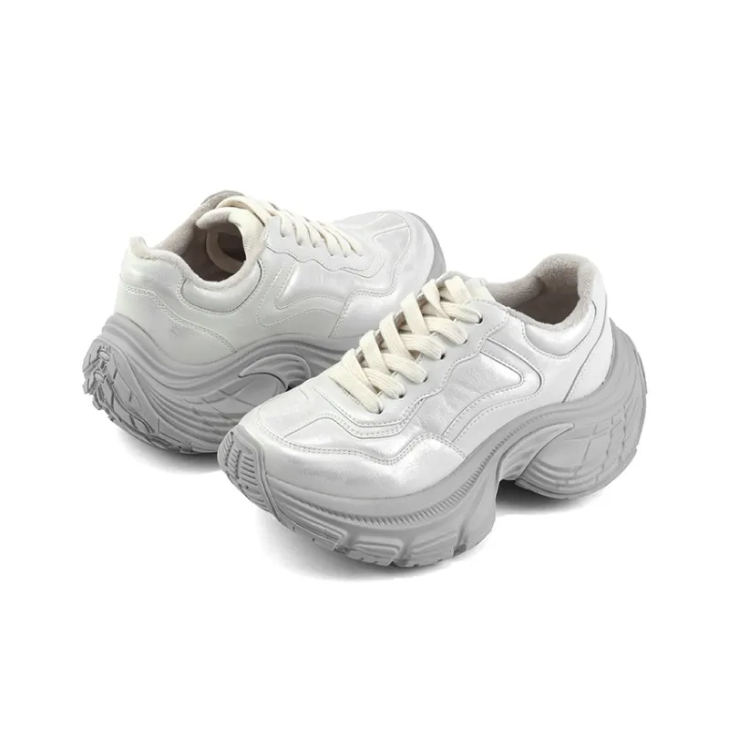 Uinnate Low-Top Chunky Sneakers Women's Silver-4