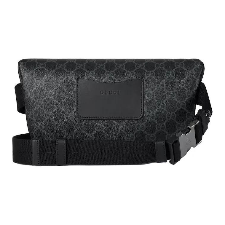 GUCCI GG Emblem Coated Material Fanny Pack Medium Size Men's Black-3