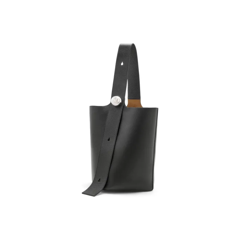 LOEWE Pebble Bucket Grained Calfskin Bucket Bag Handbag Shoulder Bag Large Size Men's Black-1