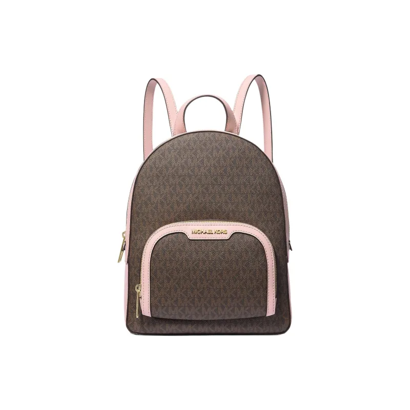 MICHAEL KORS Jaycee Canvas With Canvas Backpack Medium Size Women's Pink/Brown-0